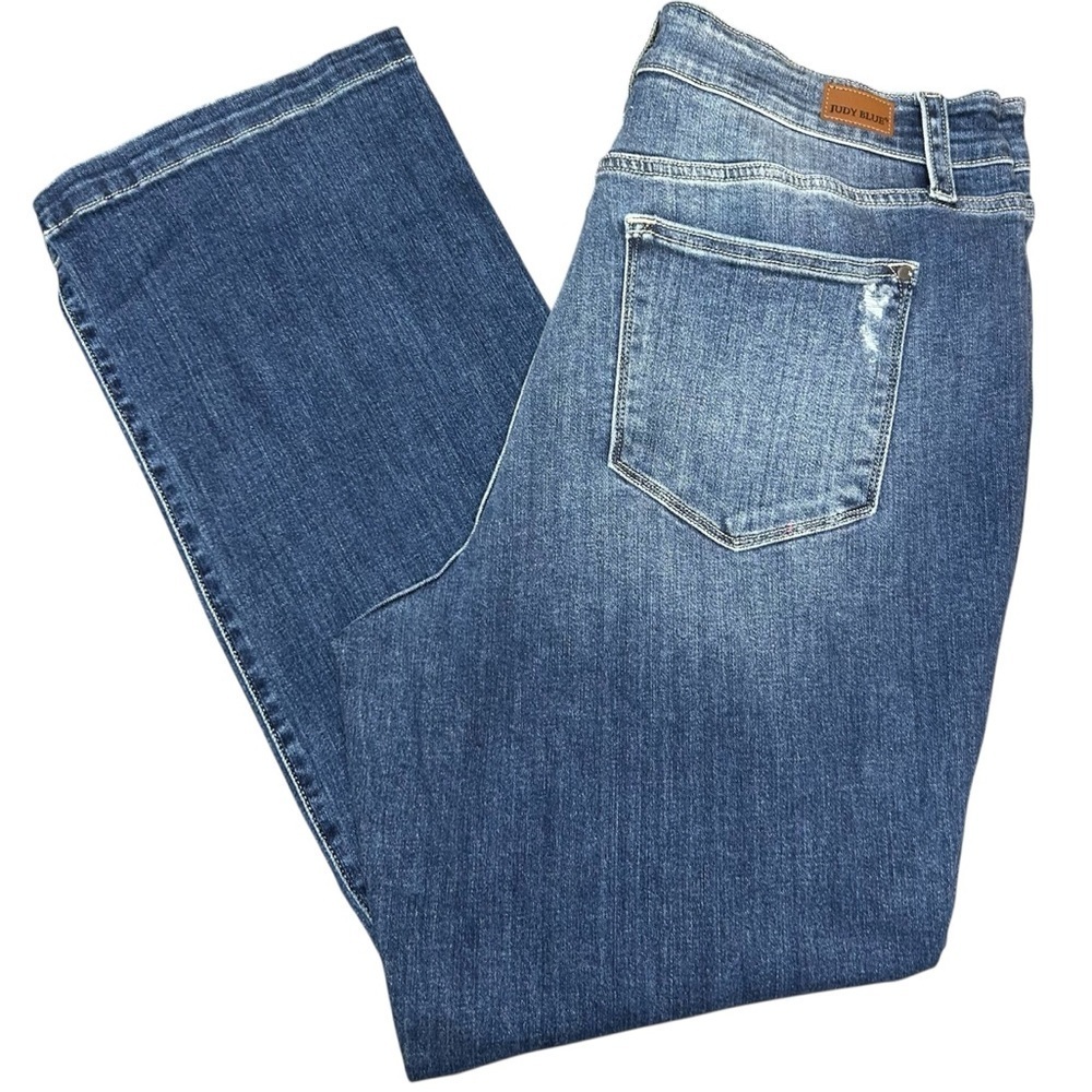 Judy Blue Jeans Hand Sand Mid Rise Distressed Bootcut Jeans Size 20W - Picture 2 of 7